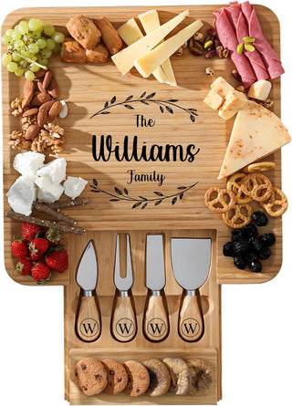 Personalized Charcuterie Board Gift Set – Bamboo Serving Tray