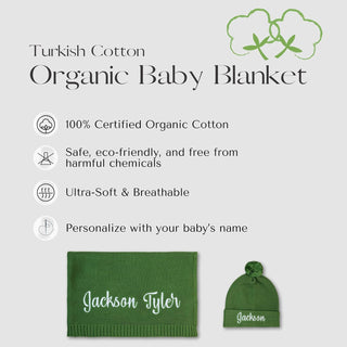 Personalized Baby Blanket, 100% Organic Certified Cotton