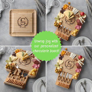 Personalized Charcuterie Board Gift Set – Bamboo Serving Tray