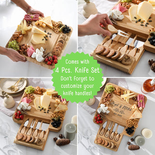 Personalized Charcuterie Board Gift Set – Bamboo Serving Tray